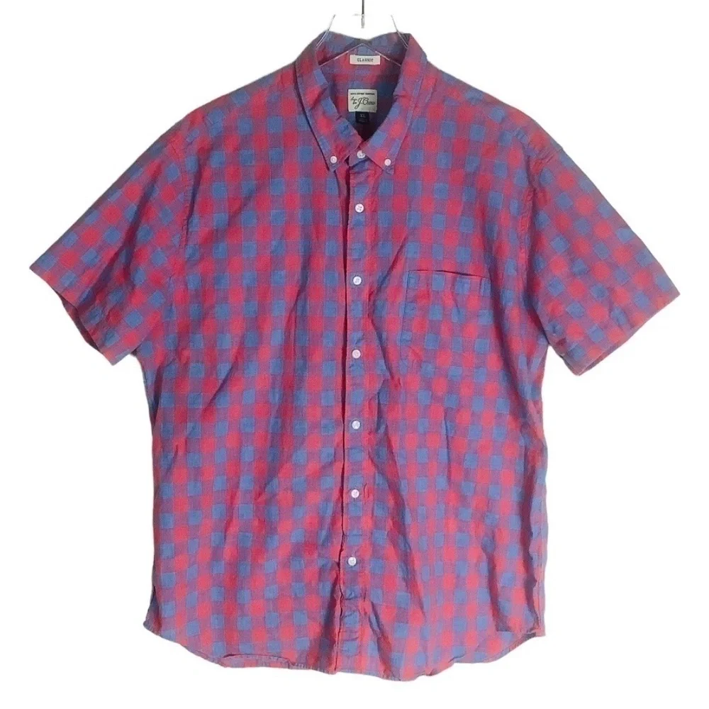 J.Crew Men's‎ Classic Gingham Button Down Short Sleeve Shirt XL